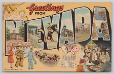 Postcard Greetings from Nevada large letter Curt Teich Linen picture