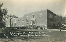 Saluting the Flag Academic Building Indian Training School POSTMARKED Postcard picture