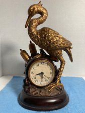Antique Fireplace Mantle/Desk-top Crane Statue Clock picture