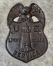 U.S. Lighthouse Service Shield Brown Cast Iron Wall Sign, 8.25” x 6” picture