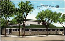 C.1940s Milwaukee WI Boulevard Inn Motel Unused Wisconsin Linen Postcard 5-4 picture