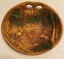 Vintage Anco Floridian Faux Wood Decor Plate Flamingos Pelican & Gator picture