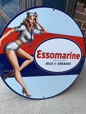 Vintage Style Esso  Marine Gasoline Oil Girl Heavy Steel Metal Quality Sign picture