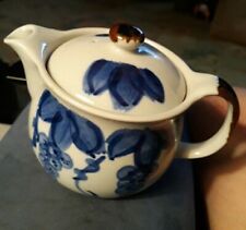Vintage Blue Floral Small Teapot Ceramic With Metal Strainer picture