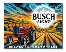 Busch Light For The Farmers Tractor Tin Metal Beer Bar Sign Made In The USA picture