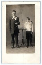 Boys Candle Rosary Studio Christian Confirmation Religious RPPC Photo Postcard picture