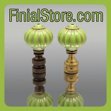 Lime Green/Gold, Acrylic, Antique Style Lamp Finial Polished/Antique Brass Base picture
