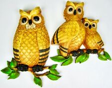 Owl Family Vintage 2 Piece Plastic Wall Hanging Decor 1976 Homco USA Bird 7403 picture