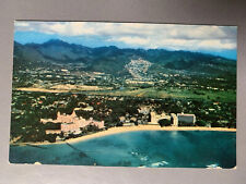 Vintage 50s 60s Waikiki Aerial Postcard Unposted Beach Surfrider Moana Hotel Vtg picture