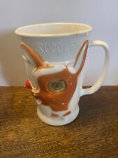 Vintage Rudolph Reindeer 1950s Kids Baby Cup With Holographic Blinking Eye picture