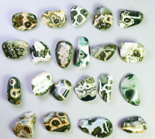 21pcs Natural Ocean Jasper Quartz Crystal Agate Round Pendant Jasper Reiki Stone picture