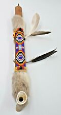 Authentic Native American Smokable Peace Pipe Handcrafted in USA 13 Inches Blue picture
