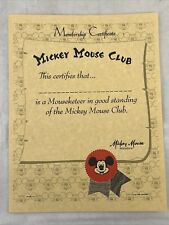 1970s VINTAGE DISNEY MICKEY MOUSE CLUB HONORARY MOUSEKETEER CERTIFICATE picture