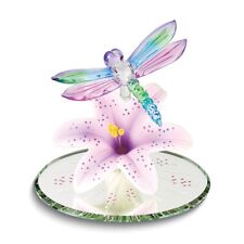 Colorful Dragonfly and Lavender Lily w/ Base Glass Figurine picture