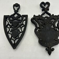 Cast Iron Trivets Vintage Footed (2)  with Patina Black Marked picture