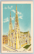 Postcard NY New York City St. Patrick's Cathedral Linen UNP A13 picture