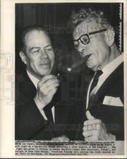 1963 Press Photo Thomas Kuchel lights Senate Minority Leader Dirksen's cigar picture