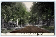 Plymouth Illinois IL Postcard East Main Street Dirt Road Trees 1908 Antique picture