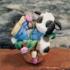 VTG Mary's Moo Moos Cow Anthropomorphic Figurine Falling for Moo Tulips Resin picture