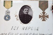 Antique Enamel French Memorial Heart Plaque for WWI Soldier Died for France 1918 picture