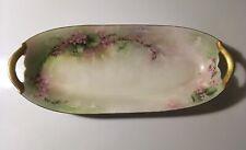 KPM Hand Painted Porcelain Vanity Tray Pink Floral Green Gold Trim c. 1903 Antiq picture