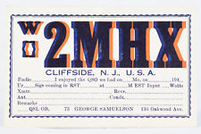 1940 UNUSED Amateur Ham Radio QSL Card Cliffside NJ W2MHX George Samuelson picture