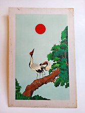 RARE Vintage SNAKE SKIN on silk on wood art Japanese Chinese Asian crane picture