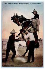 c1920's Riding An Outlaw A Daring Cowboy At A Dangerous Sport Vintage Postcard picture