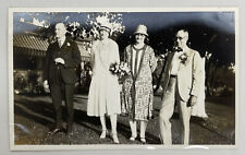 Vtg Snapshot Photo 1920s Wedding Guests Fashionable Women Dapper Gentlemen Hats picture