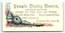 c1880 TEMPLE DINING ROOMS BOARD BY DAY OR WEEK GOSS VICTORIAN TRADE CARD Z1114 picture