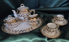 VTG VICTORIAN  19TH CENTURY TEA FOR TWO TEAPOT SET/TEA CUPS,SUGAR,CREAMER,TRAY picture