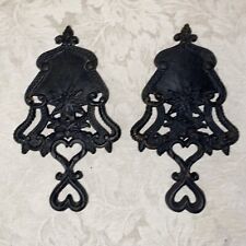 Two Vintage Footed Cast Iron Trivets With Double Heart Handle 537 Burst. picture