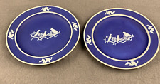 Rare Pair of Wedgwood Jasperware Cobalt Blue Caperns 6 Inch Plates 1930's picture