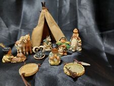 VINTAGE ENESCO 1998 FRIENDS OF THE FEATHER 7 MINIATURE FIGURINES AND TEEPEE TENT picture