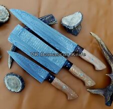 HANDMADE DAMASCUS STEEL JAPANESE KITCHEN CHEF KNIFE SET 3 Pieces WITH BAG 3540 picture