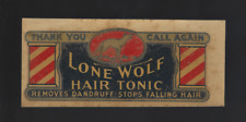 Vintage Lone Wolf Hair Tonic Water Decal Removes Dandruff 2 3/4 x 6 inch picture