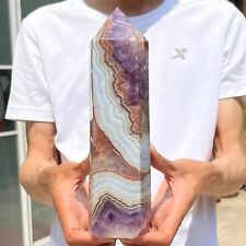 1730g Natural Rare Amethyst Lace Agate Tower Quartz Crystal Reiki Healing picture