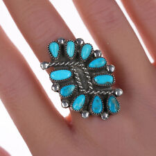 sz7.5 Large Zuni silver and turquoise cluster ring picture
