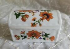 Vintage ROCHARD LIMOGES FRANCE Jewelry COVERED TRINKET BOX Gold Trim FLORAL picture