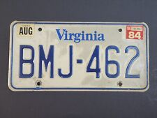Vintage 1984 Virginia License Plate (BMJ-462) Expired August 1984 picture
