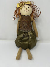 Woof & Poof Gold Green Fall Harvest Tapestry Cloth Doll 17