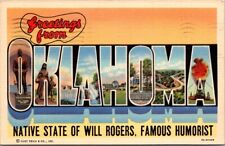 Greetings from Oklahoma, Native State of Will Rogers, Famous Humorist - Postcard picture