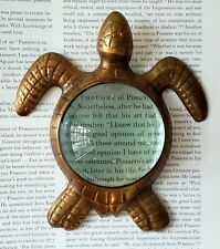 Vintage Brass Sea Turtle Magnifier Magnifying Glass Paperweight picture