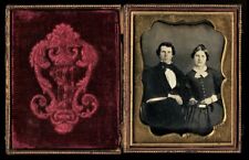1/4 Daguerreotype Young Couple Holding Open Cased Photo Mourning / Memorial PIP picture