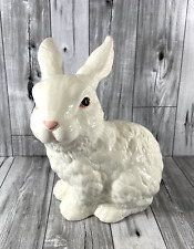 Large Ceramic Glossy White Easter Bunny Rabbit Cottage Core Farm House picture