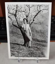 Antique Photo 1920's Girl, Women posing by a tree landscape  3.5 x 4.5 Type 1 picture