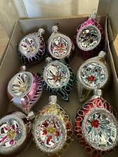 Vintage Christmas Classics Mercury Glass Glitter Teardrop Indent Ornaments picture