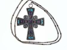 Vintage Matilde Poulat Style Mexican Silver Cross pendant and necklace picture