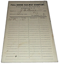 AUGUST 1895 FALL BROOK RAILWAY FREIGHT CAR DELIVERY NOTIFICATION POST CARD picture