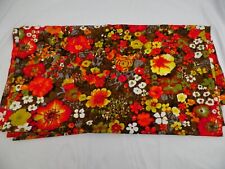 Vintage 1960s '70s Mod/Hippie Flower Power MCM Bold Floral Fabric 45 X 97 Inches picture